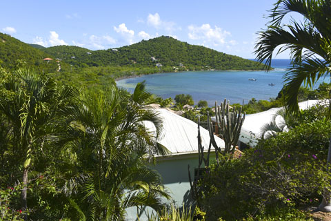 St. John Rental - bay view from above the cottage